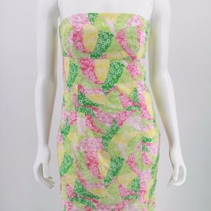 Lilly Pulitzer Dress Multi Wing Ding Strapless 6